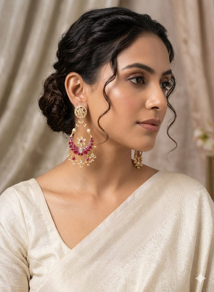 Chandbalis ruby kundan