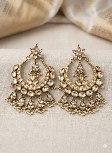 Chandbalis white kundan