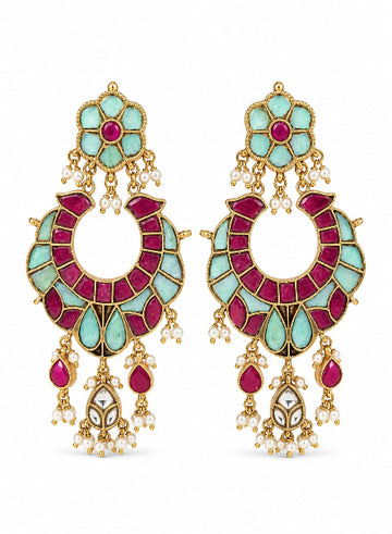 Chandbalis turquoise and Ruby