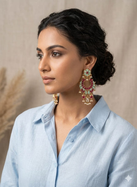 Chandbalis turquoise and Ruby