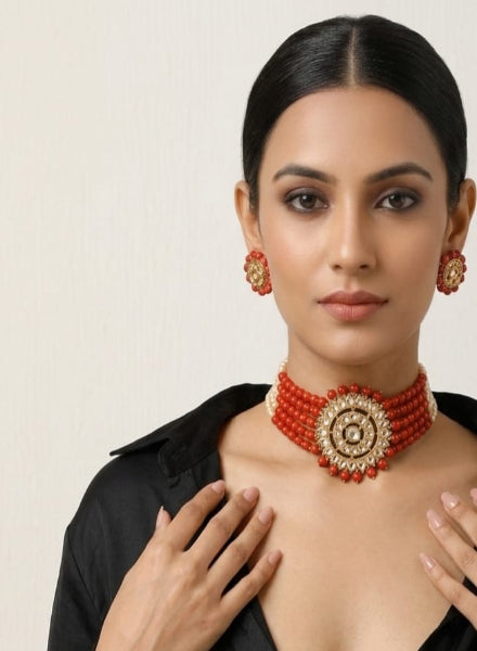 Choker coral & Kundan