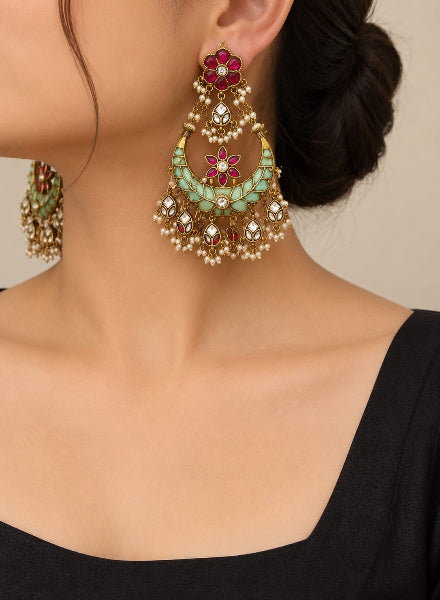 Chandbalis turquoise and Ruby