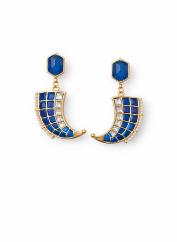 Pair of gold and blue earrings