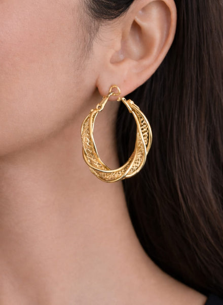 Gold hoop twist Earrings