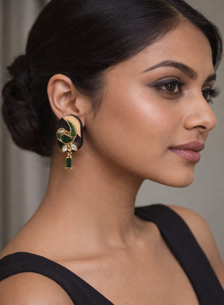 Dual colour wooden  bird earrings