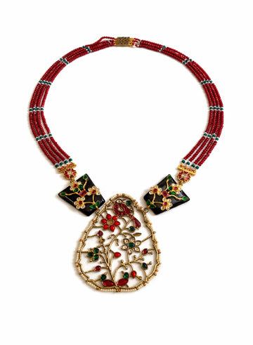 Ruby and Onyx kundan necklace