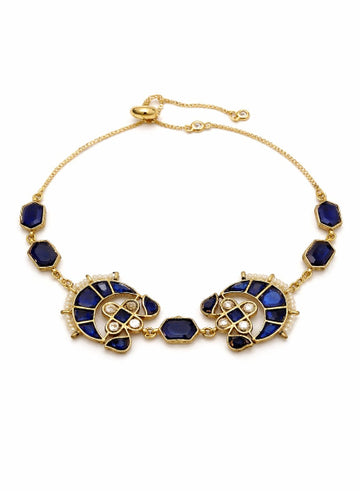 Blue kundan bracelet