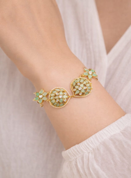 Blue kundan flower bracelet