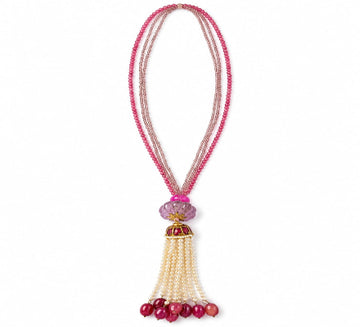 Amethyst & Ruby tassel necklace