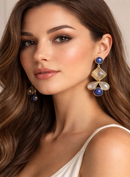 Smoky quartz and lapiz earrings