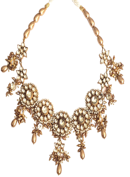 Kundan Necklace Earring with gold pearl