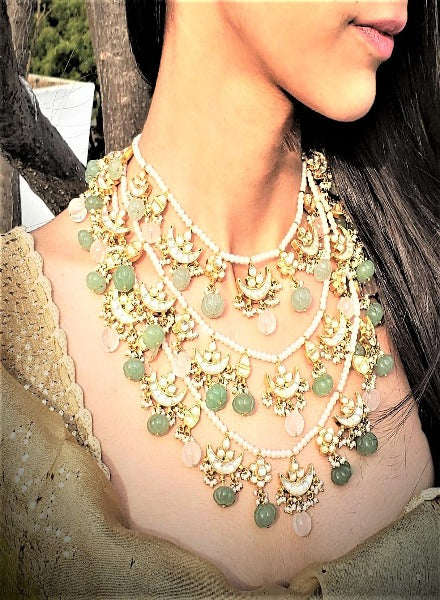 Pearl & Aventurine kundan necklace