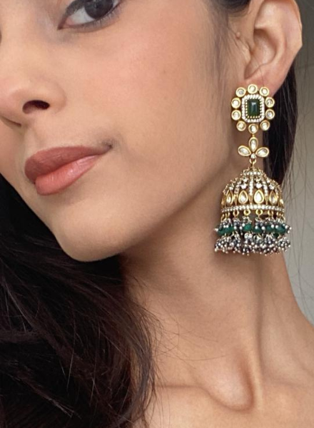 Green onyx antique earrings