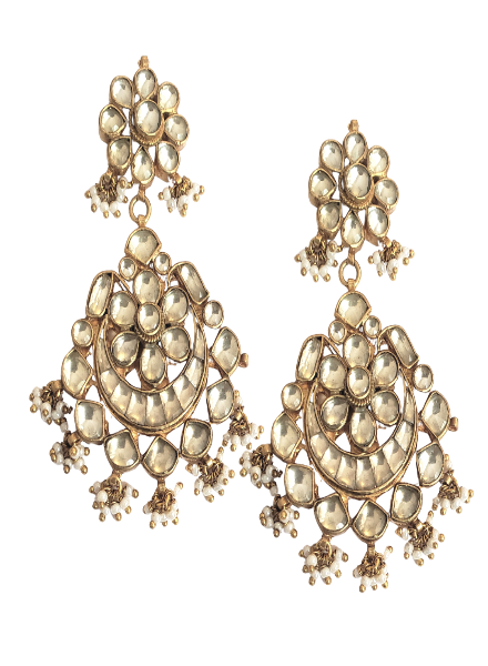 Pearl and kundan necklace and earrings