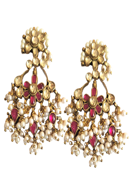 Ruby and kundan necklace and earrings