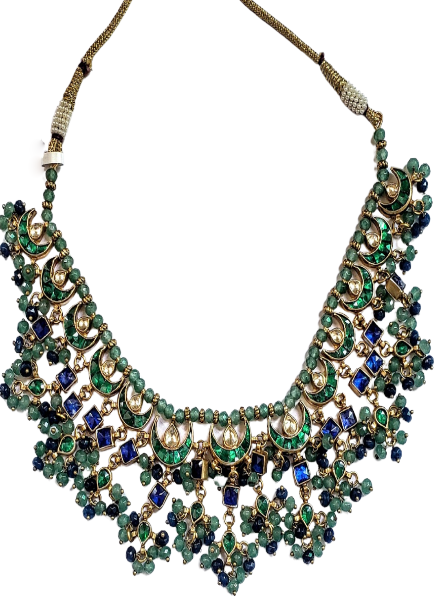 Onyx and lapiz crescent necklace