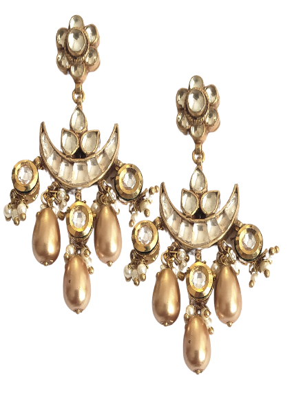 Kundan Necklace Earring with gold pearl