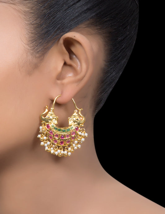 Ruby & emerald double headed elephant earrings