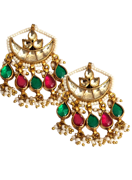 Kundan crescent earrings