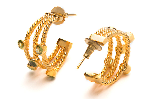 Phrenite cabachon pure silver earrings
