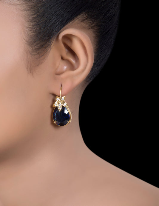 Sapphire & zirconia pure silver   earrings