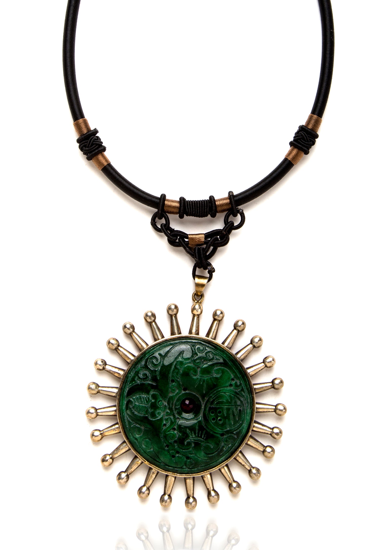 Jade & silver cord necklace