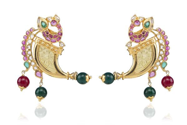 Ruby & yellow topaz stud earrings