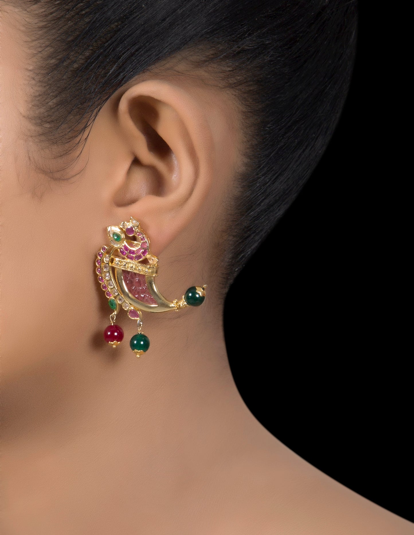 Ruby & yellow topaz stud earrings