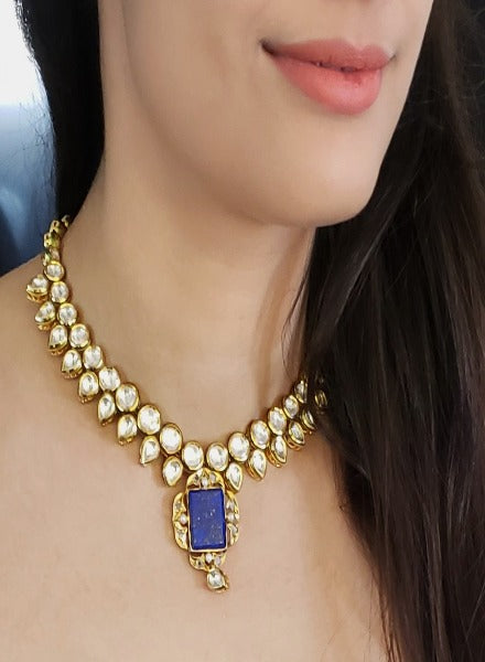 Lapiz & kundan necklace